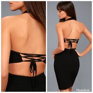 Lulu's Uniquely Chic Black Bodycon Halter Dress